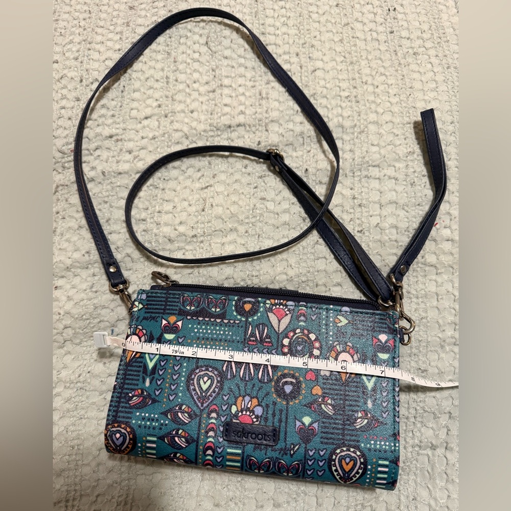 Sakroots Teal and Black Patterned Crossbody Bag